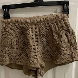 Vintage Havana High Waist Crochet Shorts - Tan